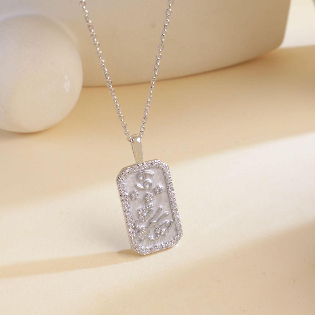 Colored Zircon Horoscope Necklace - European & American Style, Women's Light Luxury Accessory for Autumn/Winter