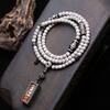 Natural Hainan Star Moon Bodhi 108 Beads Bracelet Agate Dzi Bead Pendant Buddhist Mala Meditation