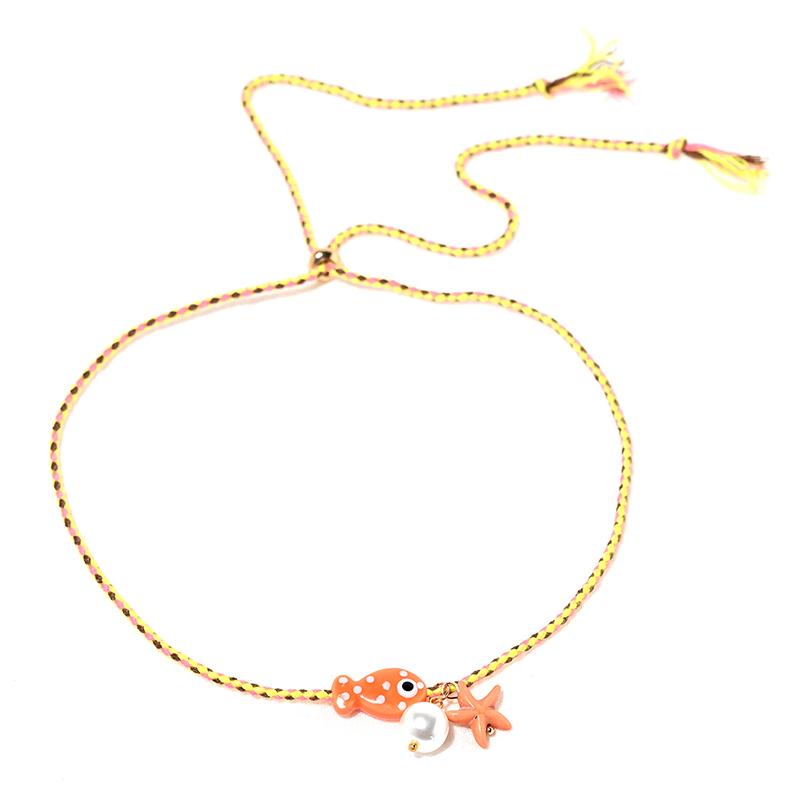 Colorful Bohemian Ceramic Fish Pendant Necklace For Women Adjustable Multicolored Rope Choker, Perfect For Summer Beach Vacation