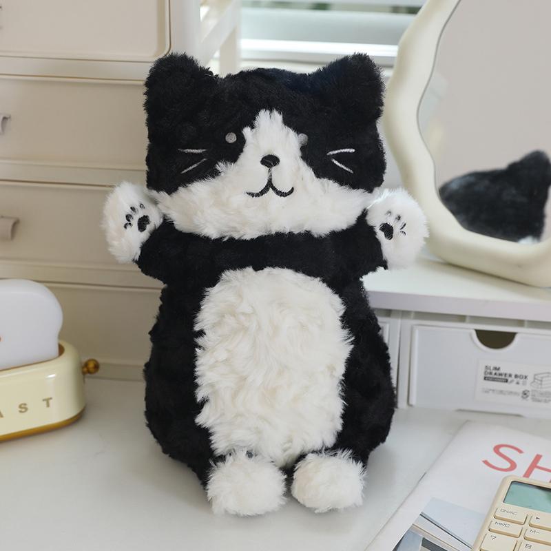 30cm Kawaii Kätzchen Keks Plüschkissen Gefüllt 3-Farben Schwarz Braun Cartoon Katze Tier Spielzeug Übernachtungsbegleiter Geschenk 30cm