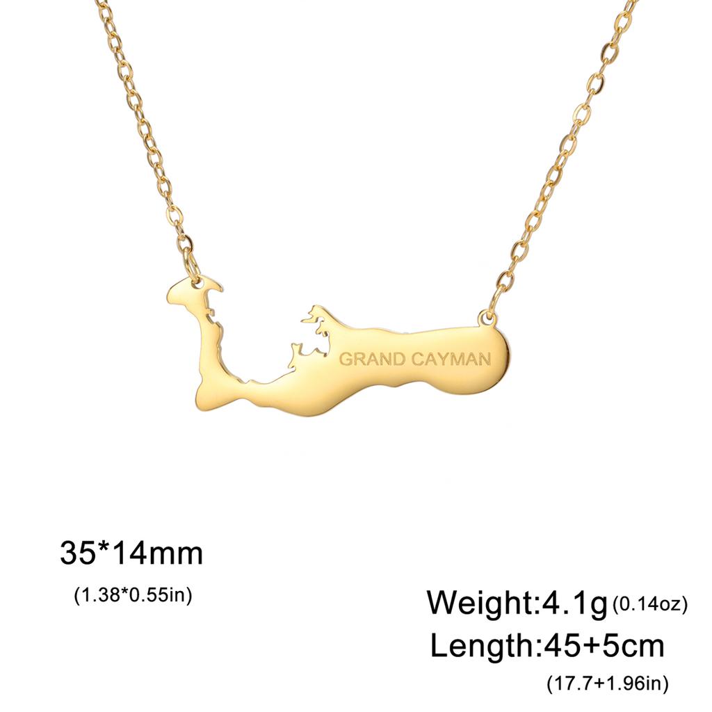 Britain Cayman Islands Map Necklaces Stainless Steel Fashion Grand Cayman Letter Pendant Chain Ethnic Party Jewelry Gift