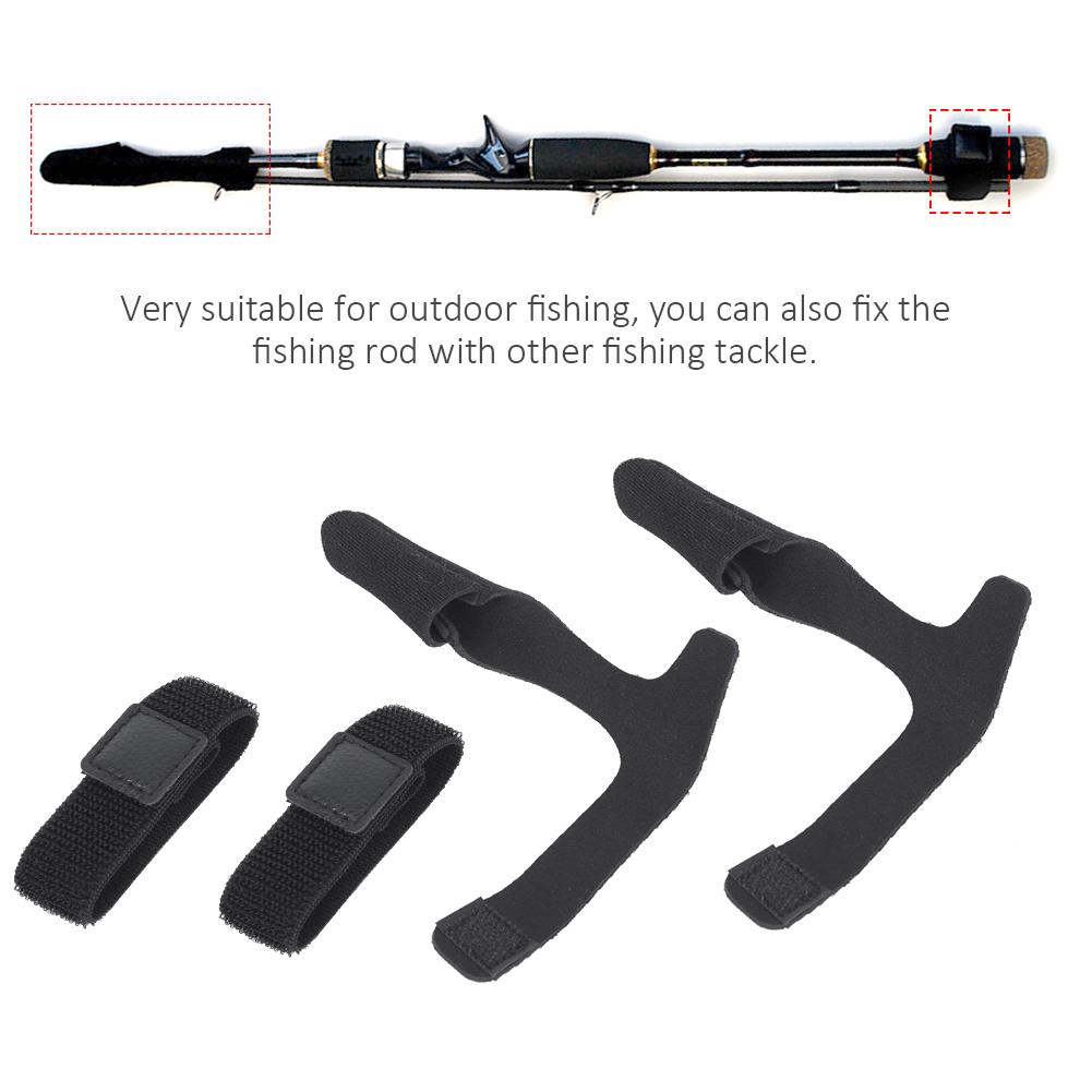 2Set Portable Fishing Rod Belt High Flexibility Pole Protection Cap Strap Fastening Bandage Set