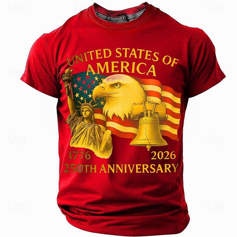 America 250th Birthday Eagle Flag 250 Years 1776-2026 Unisex Men's T-Shirts Casual Style