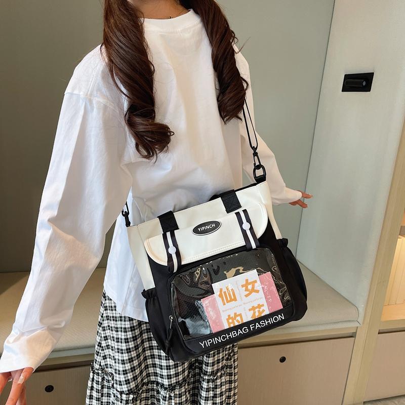 Women's Large Capacity Handbag Color Block Student Shoulder Bag