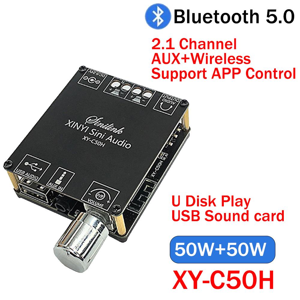 

ZK-MT21 2x50W+100W 2.1-канальна плата цифрового підсилювача потужності Bluetooth 5.0 для сабвуфера, AUX 12V 24V, аудіо стерео підсилювач басів для дому