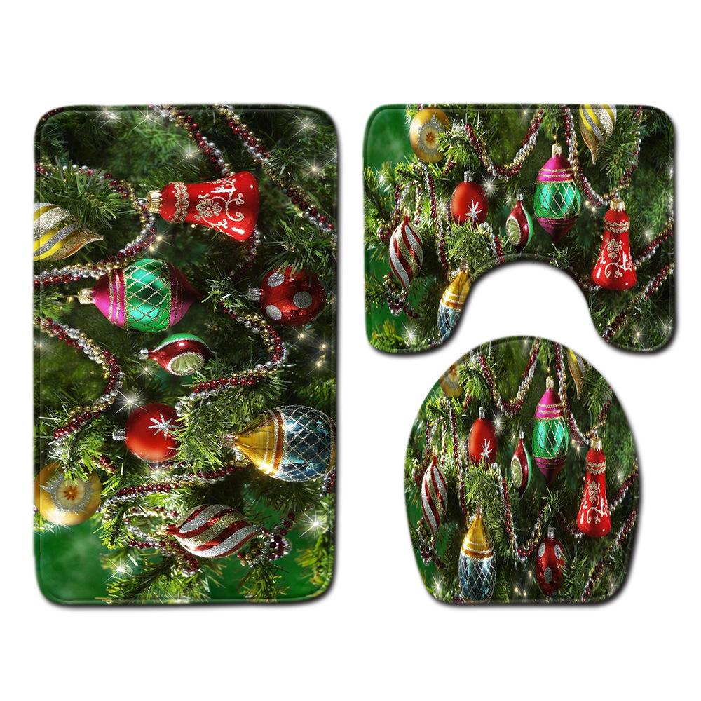 Christmas Bathroom Floor Mat Toilet Three-Piece Set