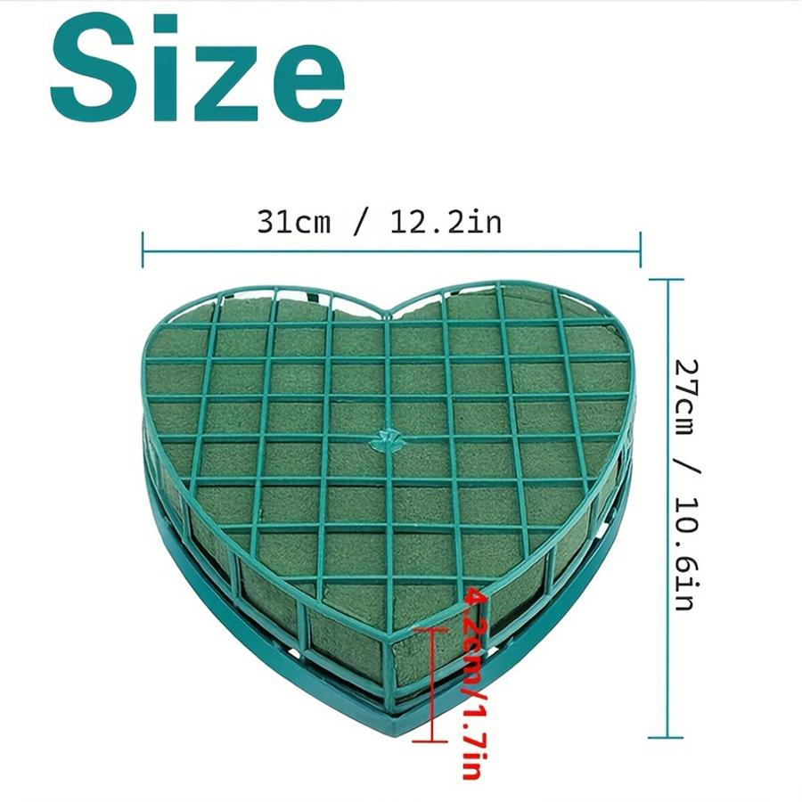 1 pz Blocchi di Spugna Floreale Grandi a Forma di Cuore Mattoni Floreali con Vassoio a Ventosa Spugna Verde per Fioristi Fango Floreale per Matrimoni Feste