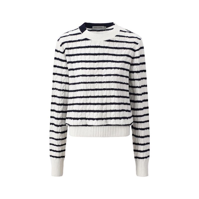GIOVANNI VALENTINO Women's Striped 100% Wool Round Neck Sweater
