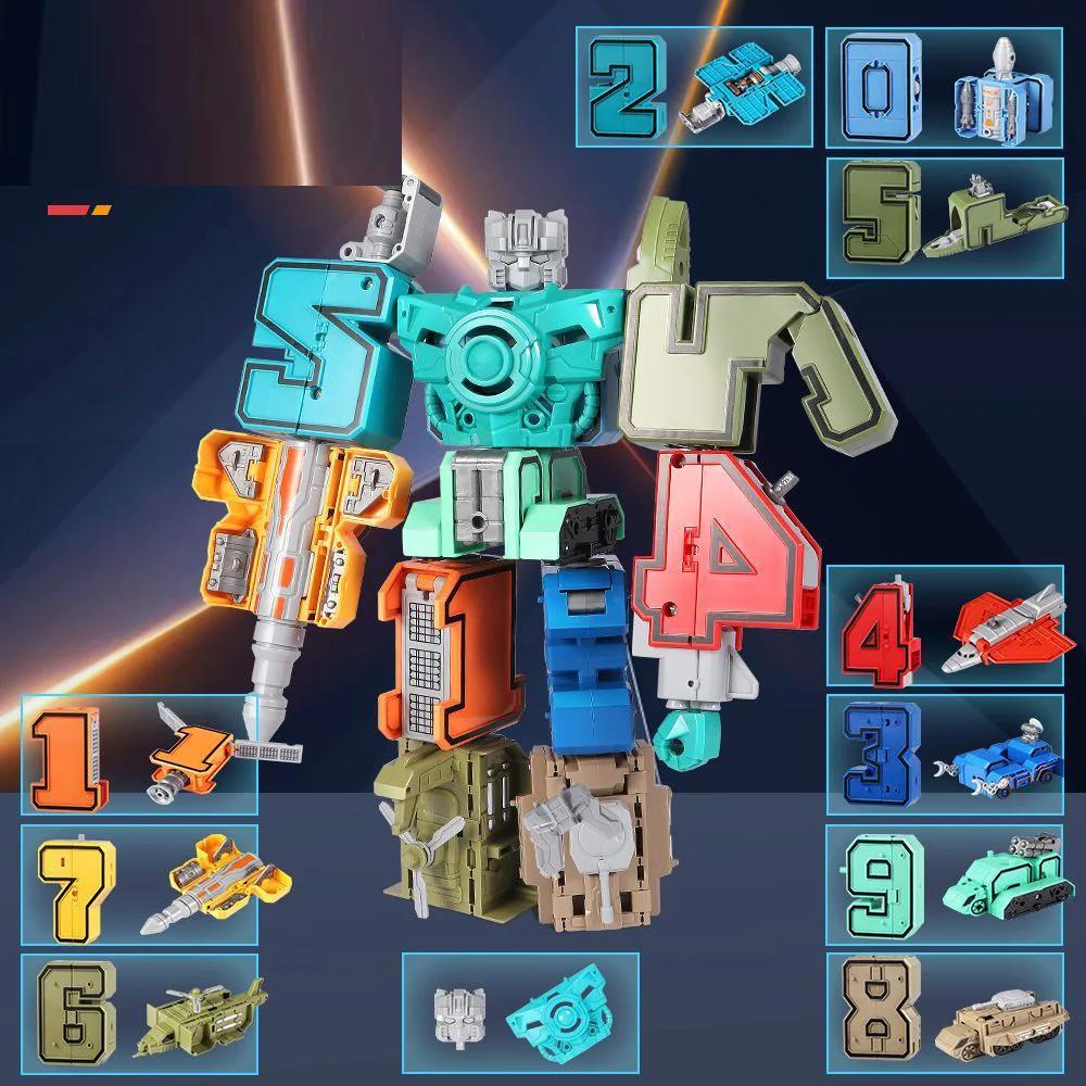 DIY Assembling Building Blocks Educational Playthings Action Model Transformation Number Robot Deformation Robot Toy for Kids Presents