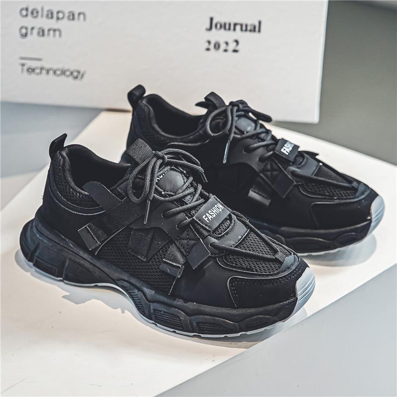 

Универсальные туфли для папы в гонконгском стиле, мужская осенняя спортивная обувь, модная брендовая повседневная обувь в стиле ретро с низким верхом 44 чёрный