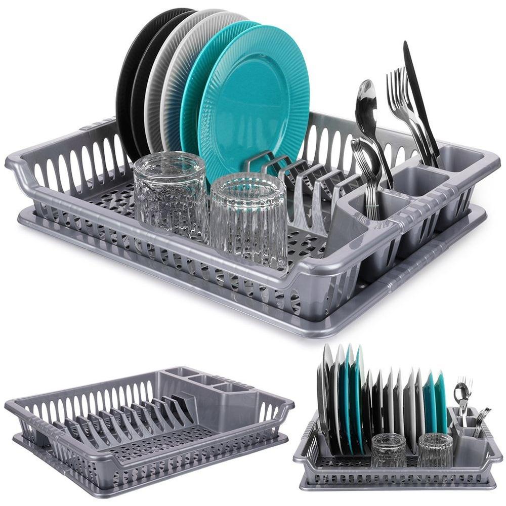 Gray dish drying rack 46x37x8.5 cm