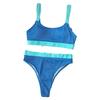 European and American Style High-Waisted Solid Color Bikini Swimsuit for Women