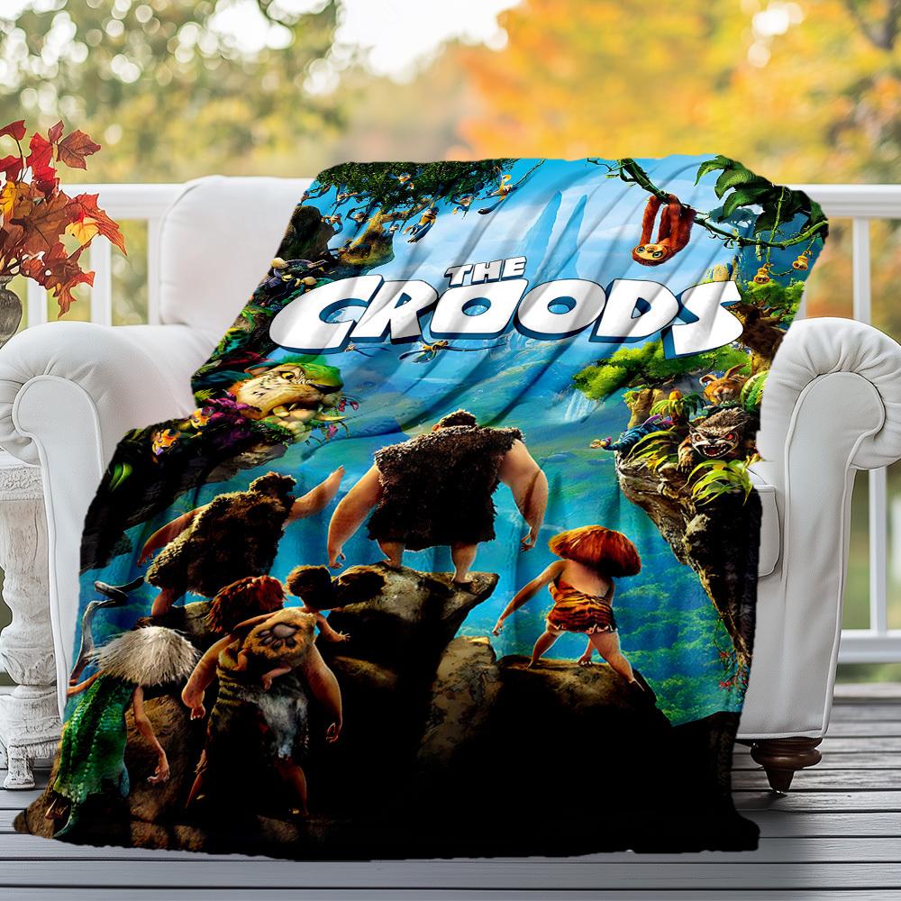 1pc The CroodsOutdoor Flannel Blanket Soft Plush Decor for Picnics, camping,Bedroom, Playroom, or Lunch Breakn1180A