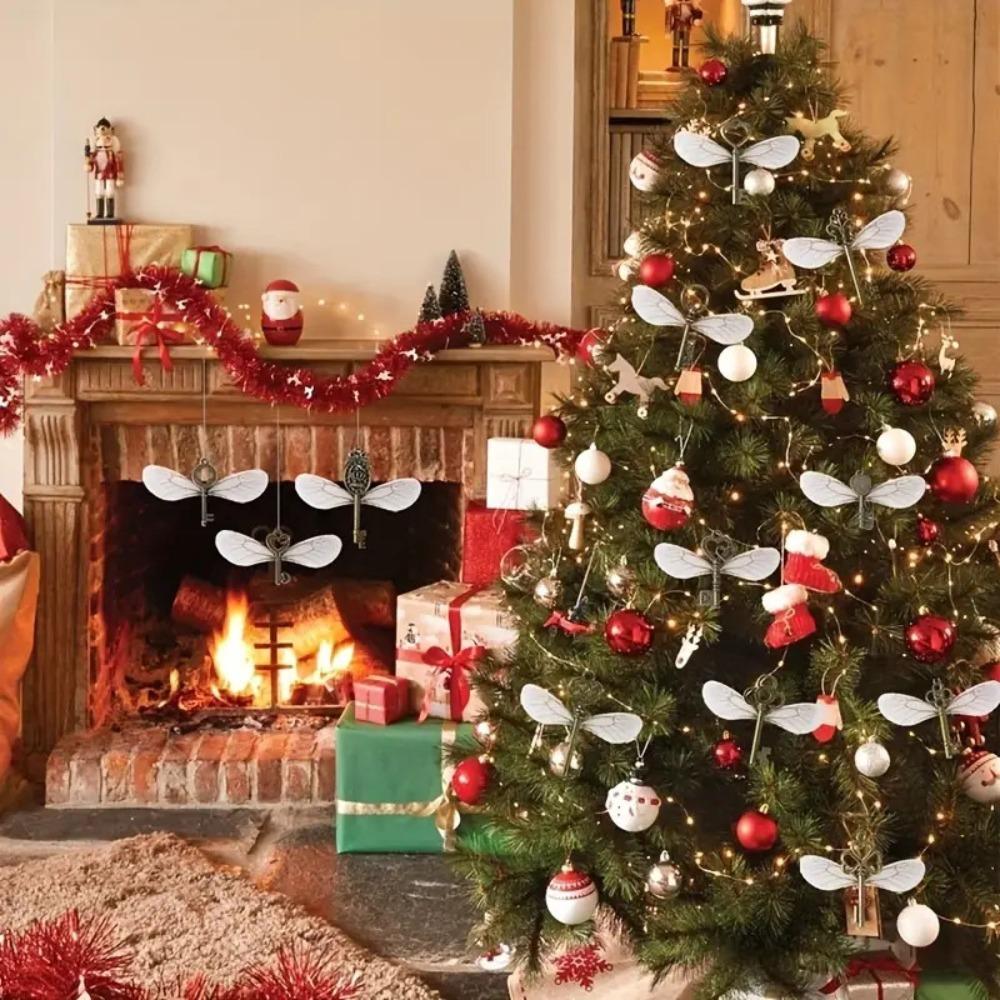 49pcs/set Realistic Skeleton Keys Dragonfly Pendant Set Christmas Tree Hanging Ornaments Gifts