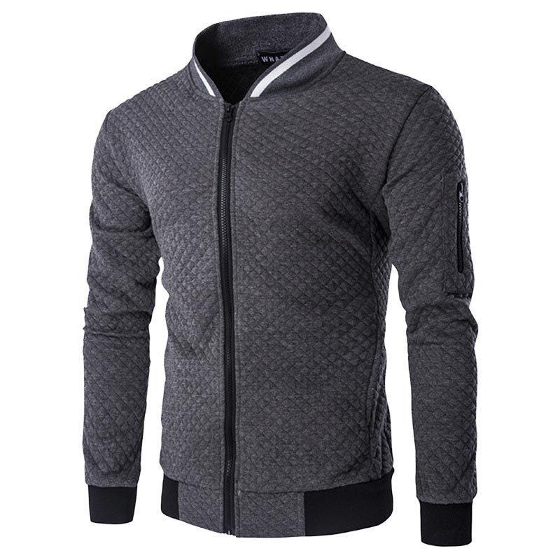 Plaid sweater cardigan men's sports casual sweater fashion jacket zipper shirt
