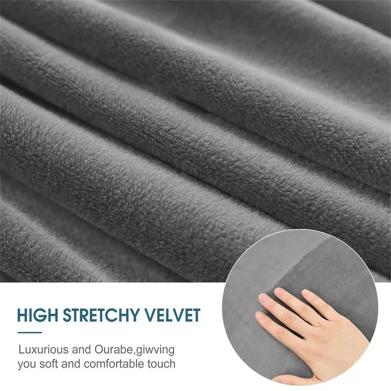 Velvet Round Ottoman Covers Elastic All-inclusive Footrest Covers Stretch Footstool Slipcovers Furniture Protector Living Room