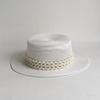 Pearl Accessories Bright Silk Flat Top Straw Hat Women's Summer Breathable Sun Hat Photo Props Travel Versatile Top Hat
