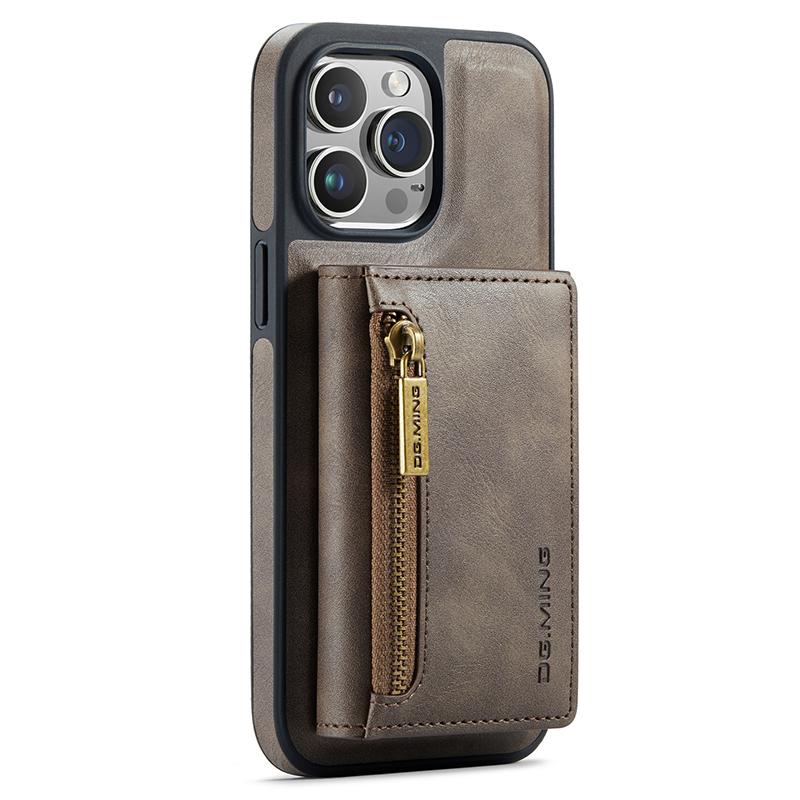 

DG.MING M5 Series For iPhone 15 Case PU+PC+TPU Phone Cover Magnetic Wallet Shell Coffee