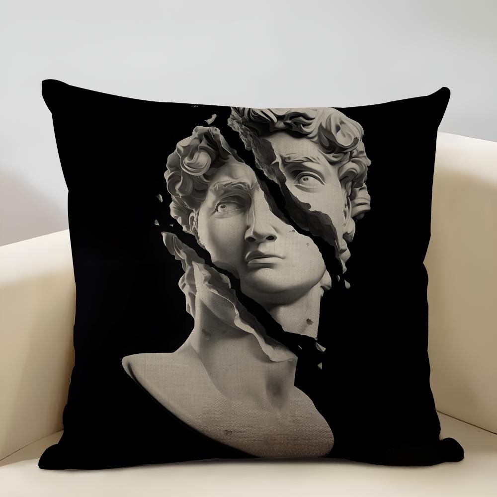 David Sculpture Cushion Cover Household Decoration Linen Sofa Cushion Cover: Skin-Friendly & Breathable With Invisible Zipper