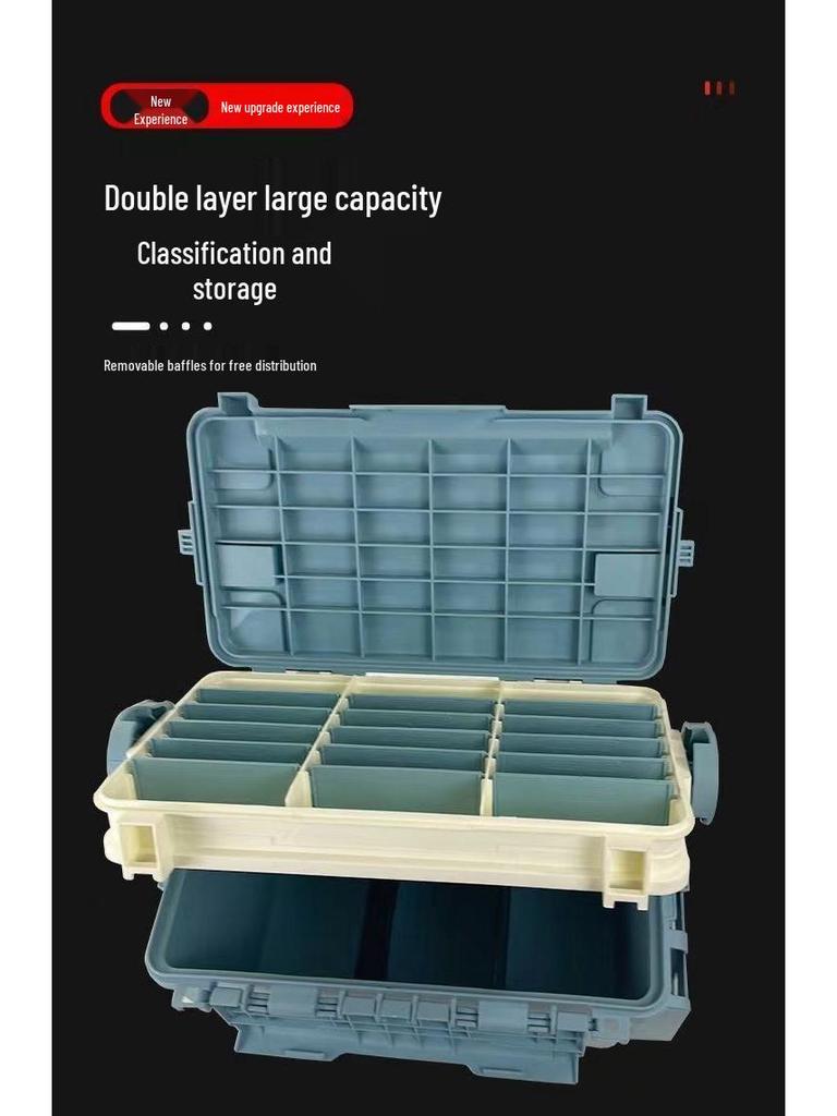 Multifunctional Fishing Tackle Box with Rod Holder - Large Capacity for Outdoor Use