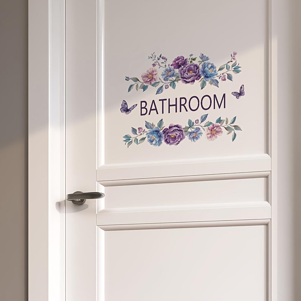 1pc Creative Floral Bathroom Slogan Wall Sticker for Bedroom Entrance Home Decor Self-Adhesive