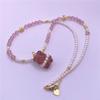 Natural strawberry crystal rose necklace fashionable bear women's delicate Hanfu accessories must-have