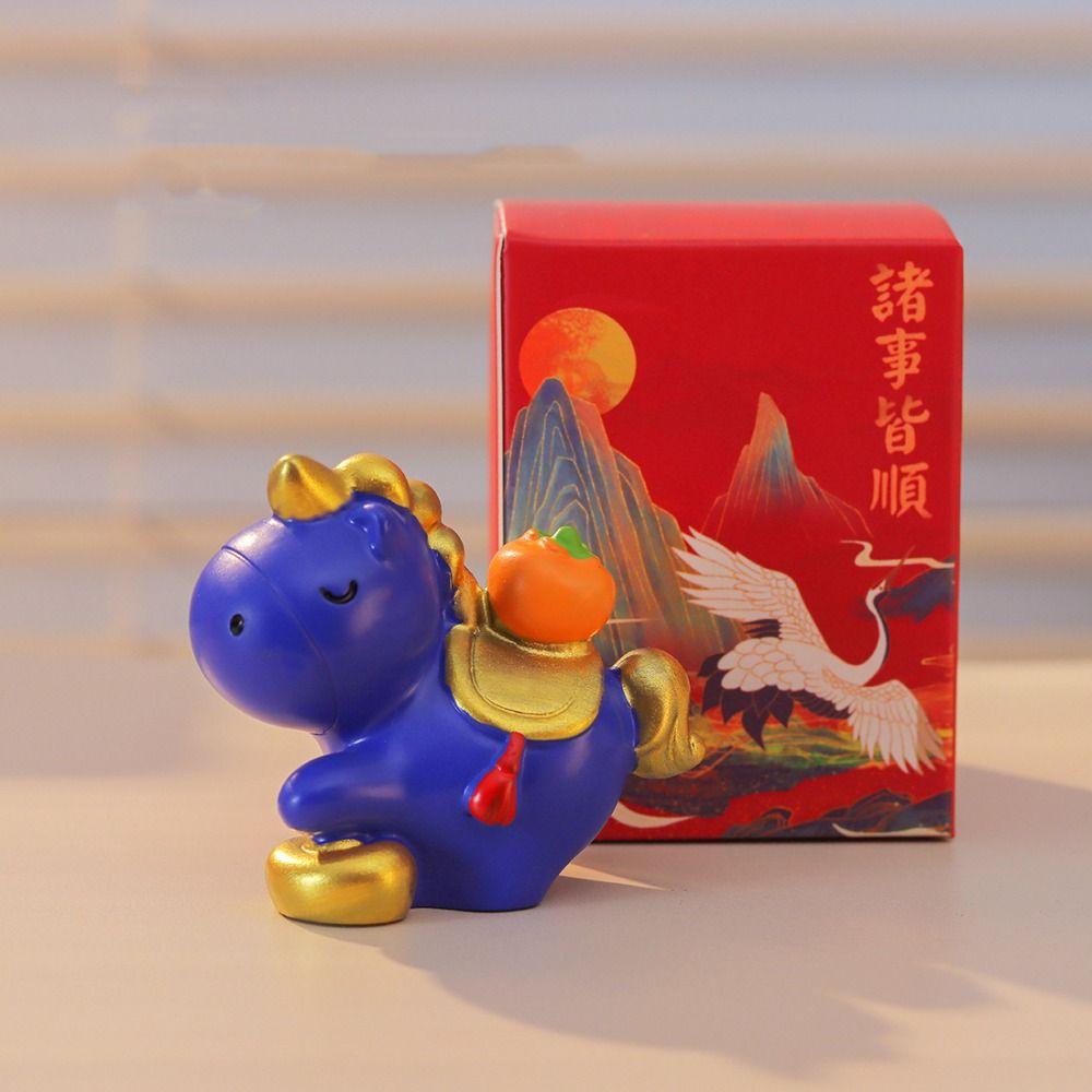 Resin New Year Mascot Miniature Chinese Style Zodiac Ornaments Vivid Horse Figurine Office