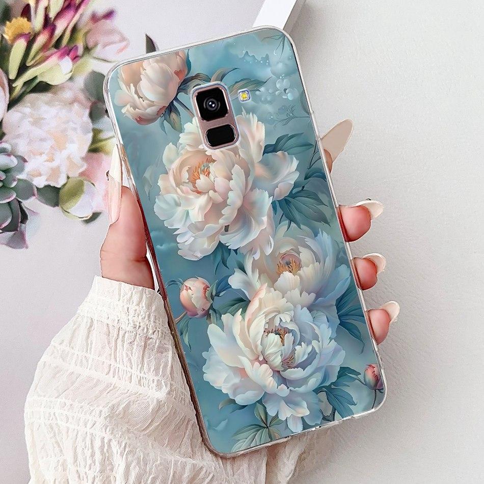 Phone Case For Samsung Galaxy A8+ (2018) SM-A730F / A8 (2018) SM-A530F Elegant Floral Butterfly Soft Silicone TPU Cases