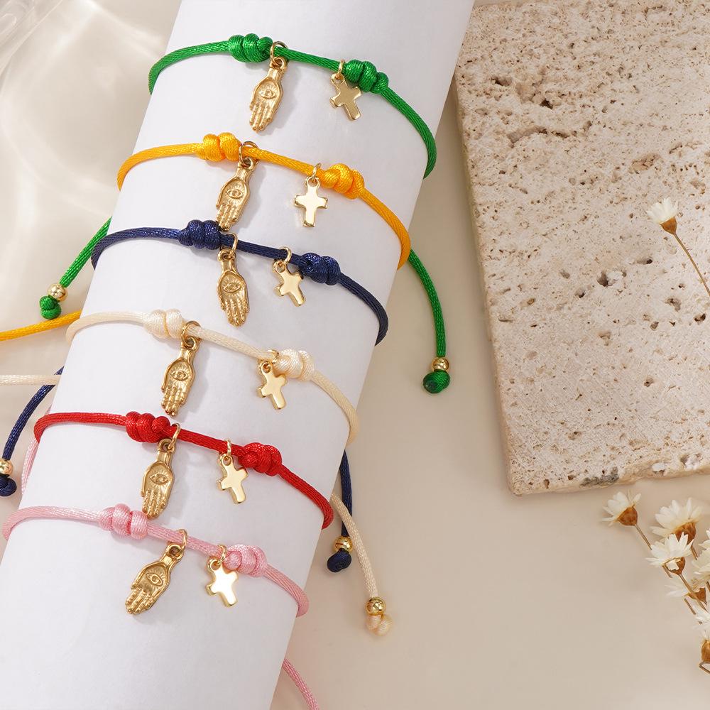 Bohemian Colorful Gold Palm Hand Chain - Fashionable Niche Jewelry Design