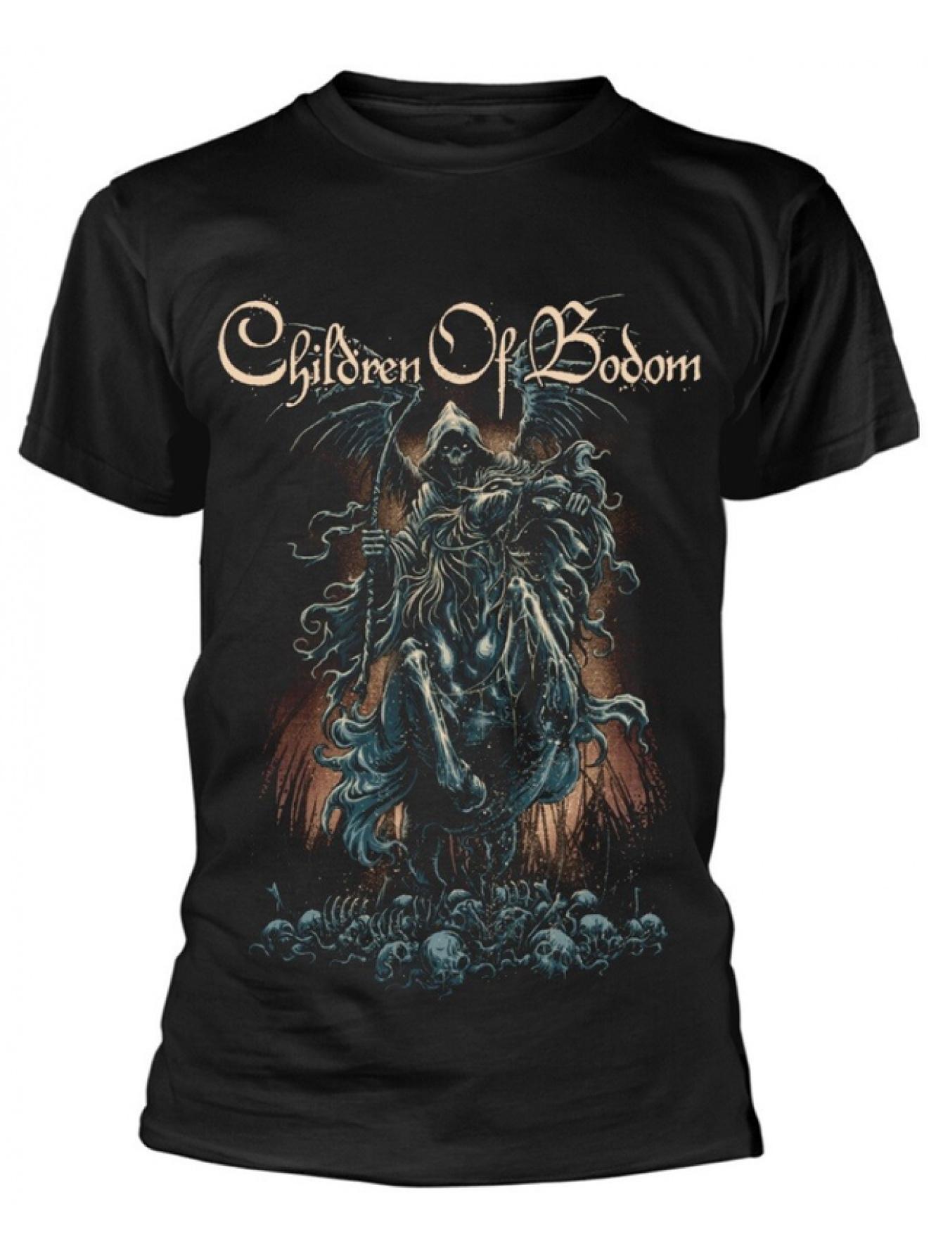 Children of Bodom Official Knight Band T-Shirt - Gothic Metal Skull Rider Art Graphic S
