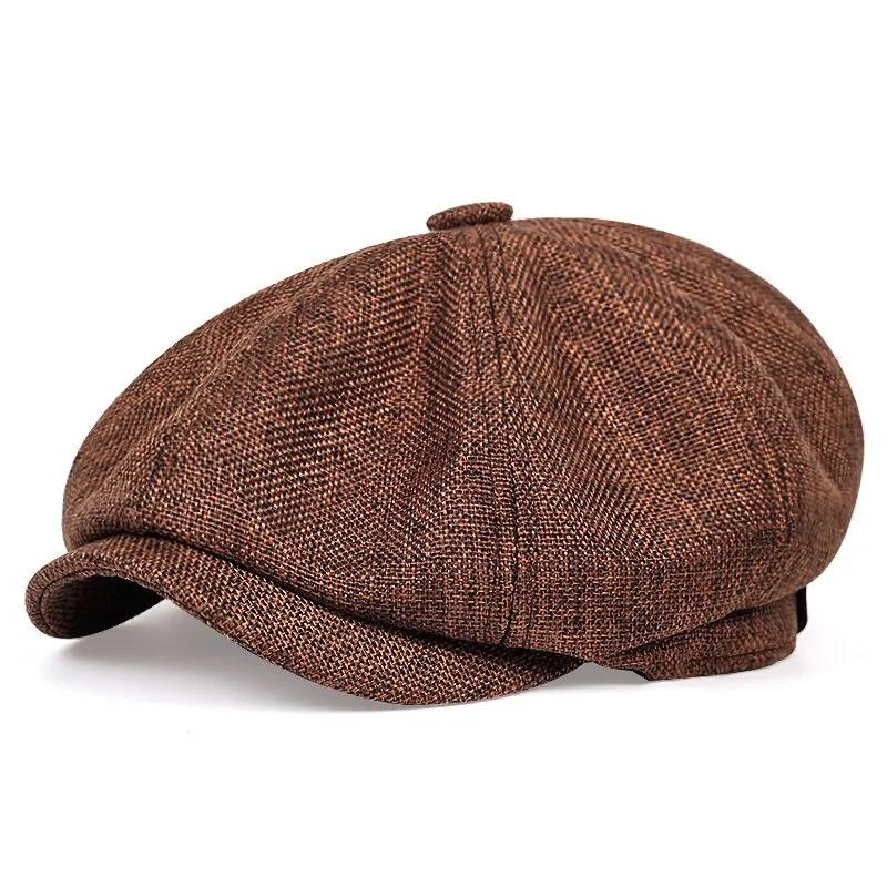 Men's Spring and Summer Thin Breathable Octagonal Hat Sunscreen Retro Beret