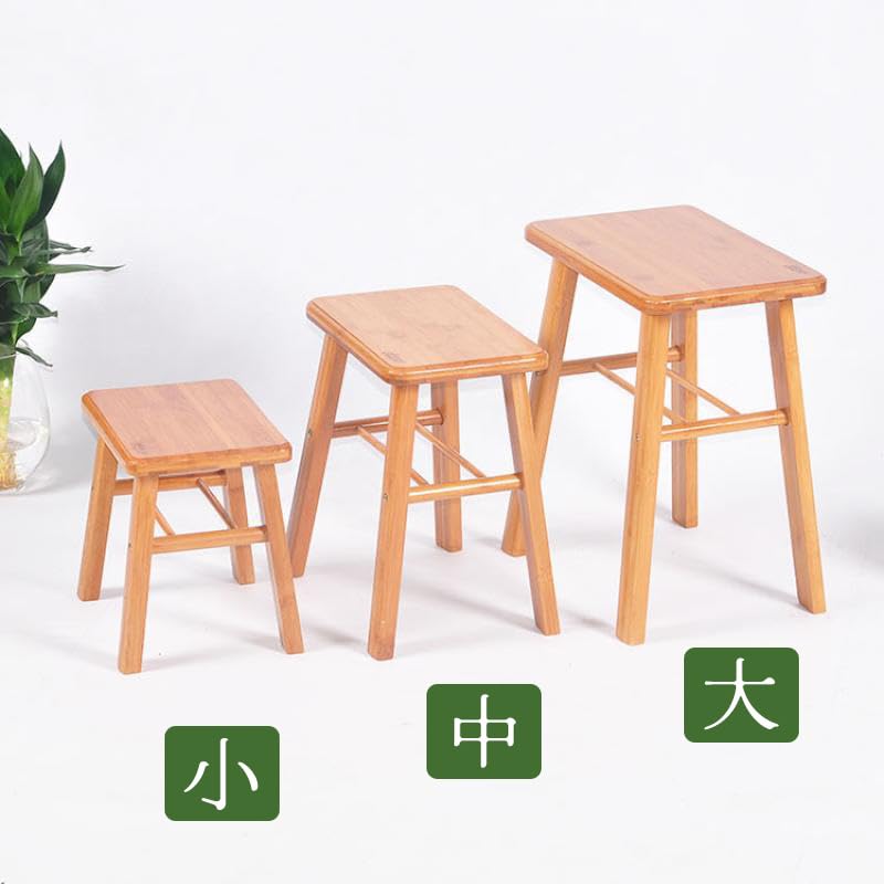 [SPobeap] Square Stool, Height 24-39cm, Made of Natural Bamboo, Chair, Flower Stand, Step Stool, Children's Chair, Entryway, Lightweight, Easy to Carr