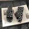 Platform Slippers 2025 Summer New European and American 2025 Black Woven Hemp Rope Fashion Women's Wedge Slippers