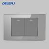 DELEFU Brazil Standard Grey Glass Panel 20A 10A Smart Switch CAT6 Network Socket USB Type-C Wall Outlet Household Charging