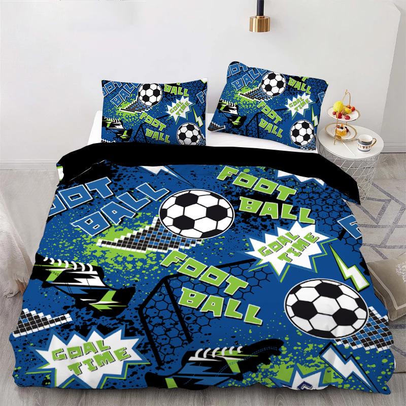Football Pattern Printing Quilt Cover 3D Digital Printing Three-Piece Bedding