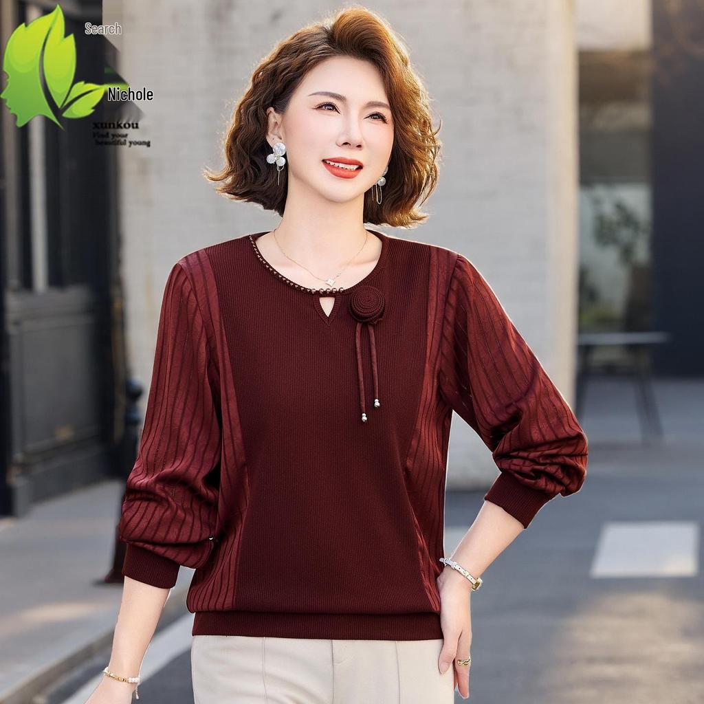 Stylish Spring Top for Middle-Aged and Elderly Women: Lightweight, Chic Base Layer for Mothers and Mother-in-Laws