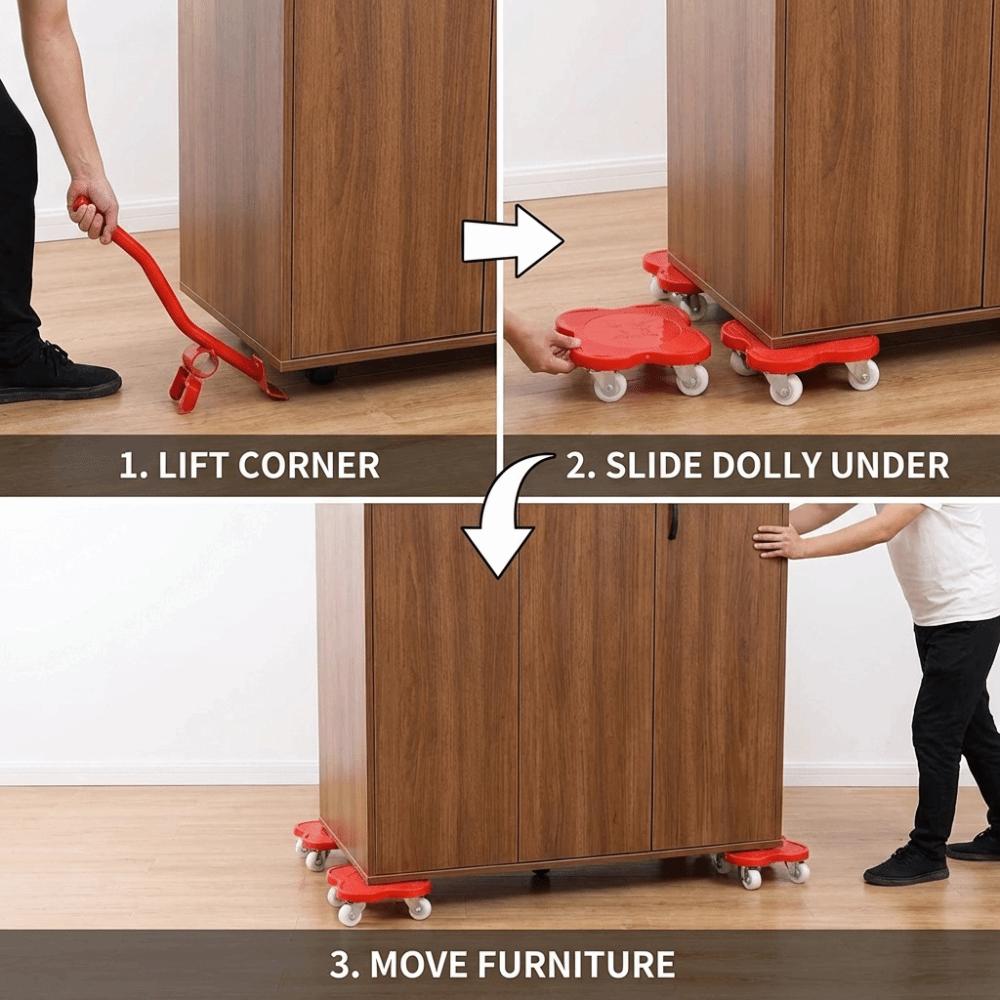 5pcs/box Heavy Duty Portable Moving Tool Sturdy Structure Smooth Rolling Heavy Duty Slider Wheels Portable Compact Size