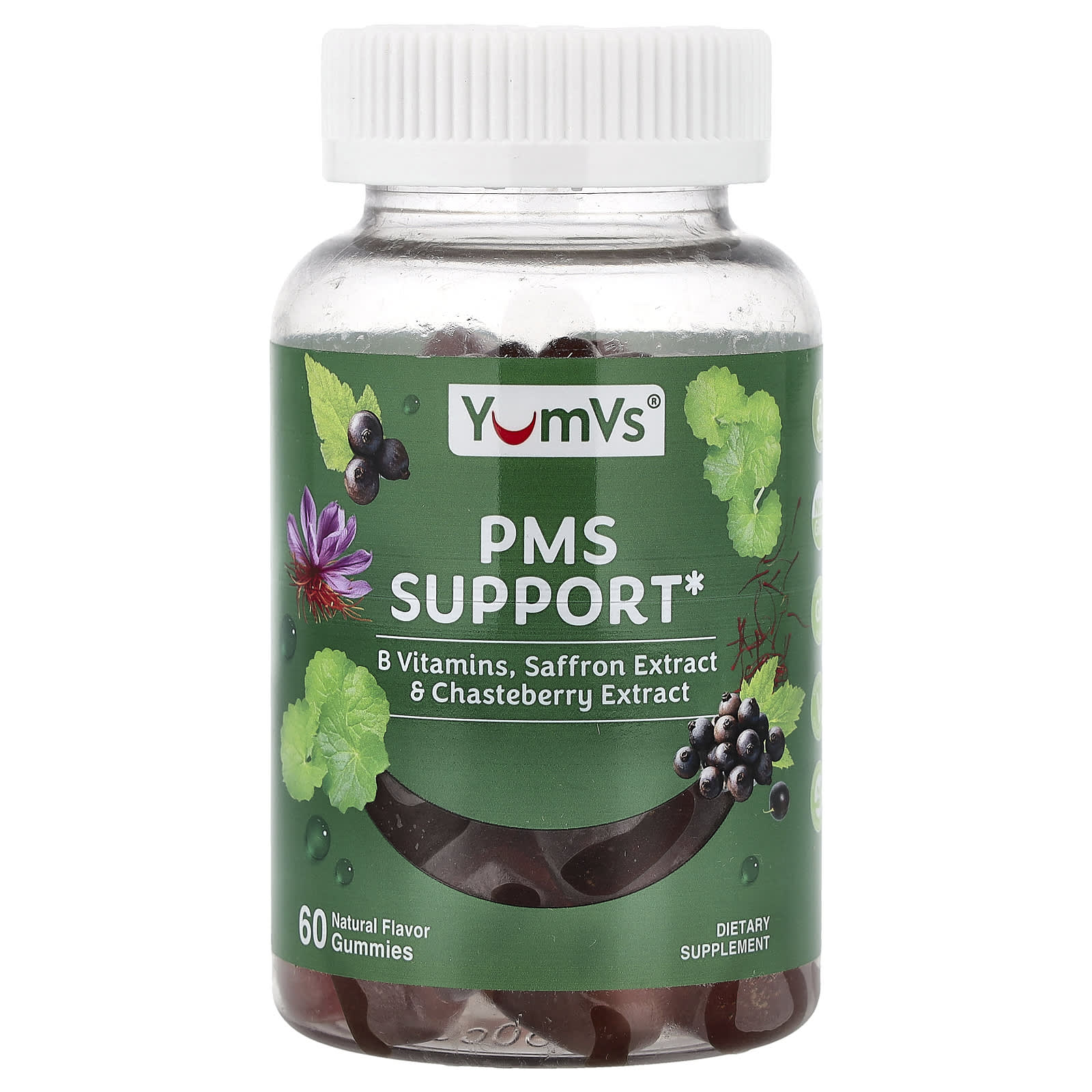 

YumVs, PMS Support Gummies, Natural, 60 Gummies
