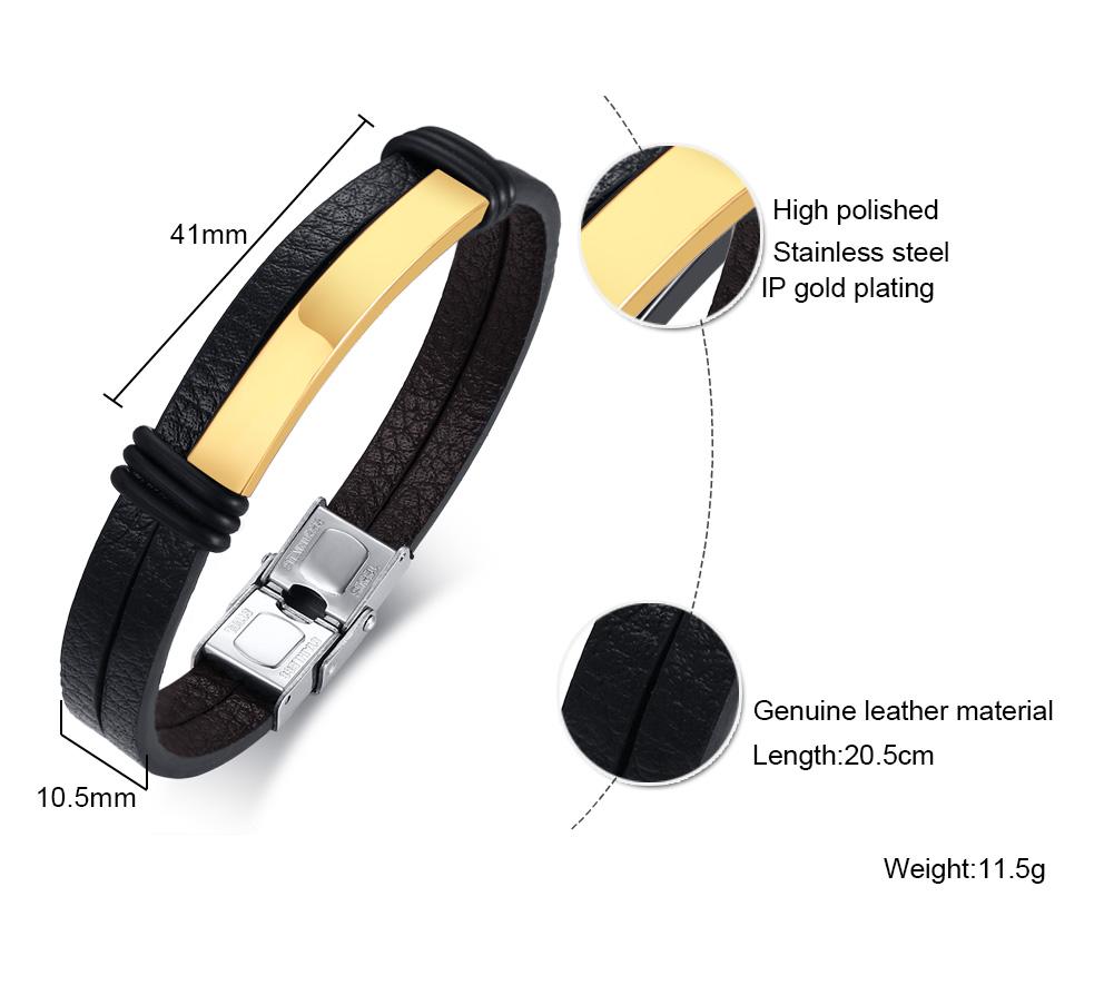 Genuine Leather Bracelet for Adult, Hip Hop Stainless Steel Charm Leather Wrap Bracelet, Wristband Hand Jewelry Gift