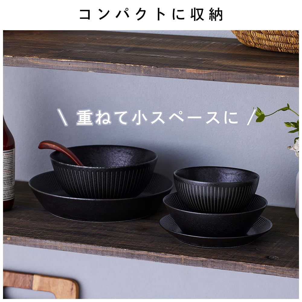 Iris Ohyama Dinnerware Set for Single Dishwasher and Microwave Safe MNW-5S 5-Piece Living, Gray,