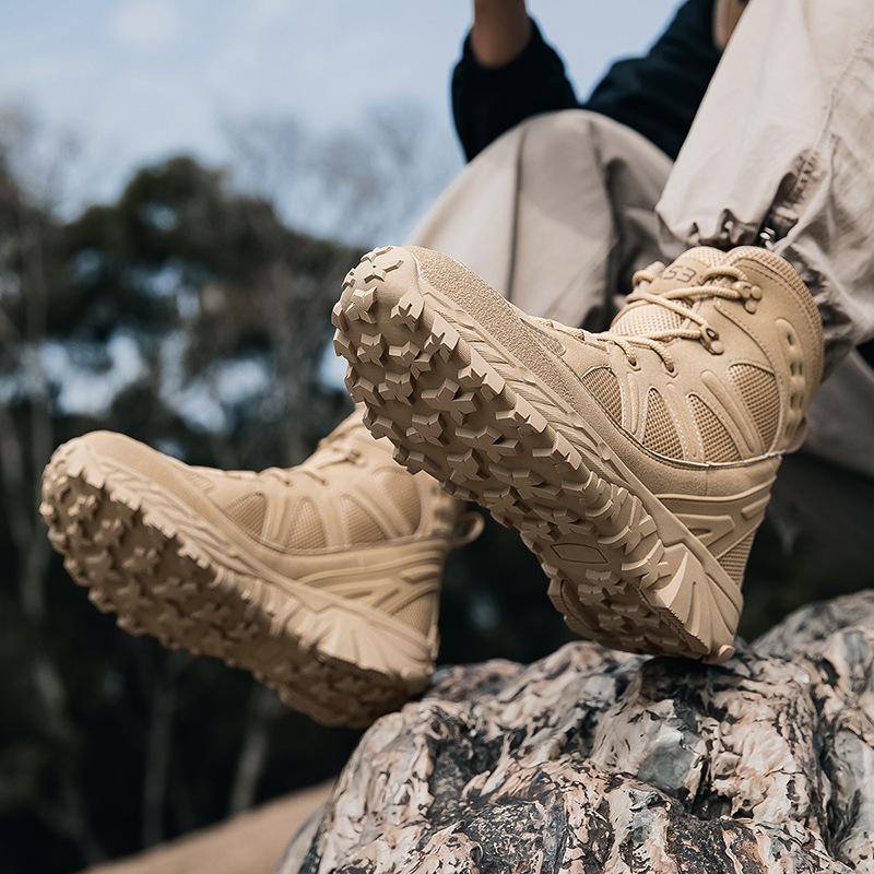 Outdoor Climbing Mountaineering New Hiking Tactical Boots Medium and High Top Large Size Field Training Shoes