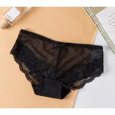 Spring and Summer Underwear Cotton Low Waist Antibacterial Hollow Breathable Sexy Lace Girl Lightweight Briefs