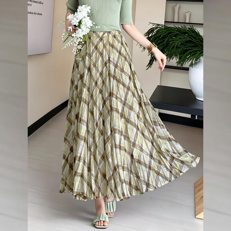 Retro Plaid High-Waist A-Line Skirt S