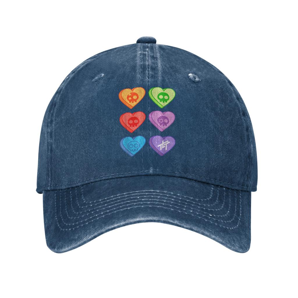 Vintage The Living Tombstone Candy Hearts Baseball Cap Unisex Women Distressed Denim Sun Cap Rock Outdoor Activities Adjustable Hat