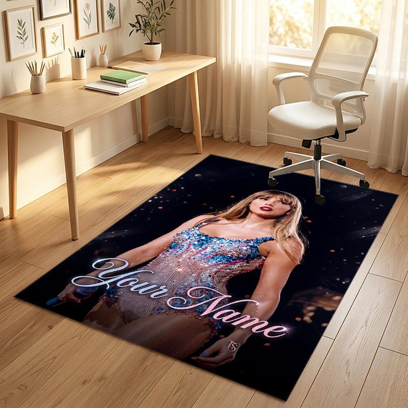 Personalized Crystal Velvet Carpet,Taylor Swift Custom Printed Name, Plush Area Rug For Home Indoor Decor
