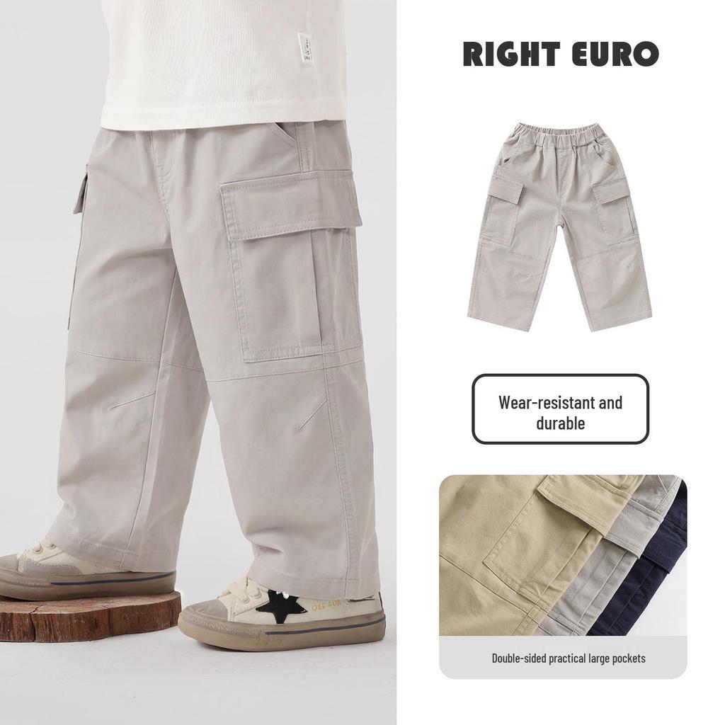 European Boys' Trendy Workwear Pants - Spring/Autumn 2026 Collection for Toddlers and Kids