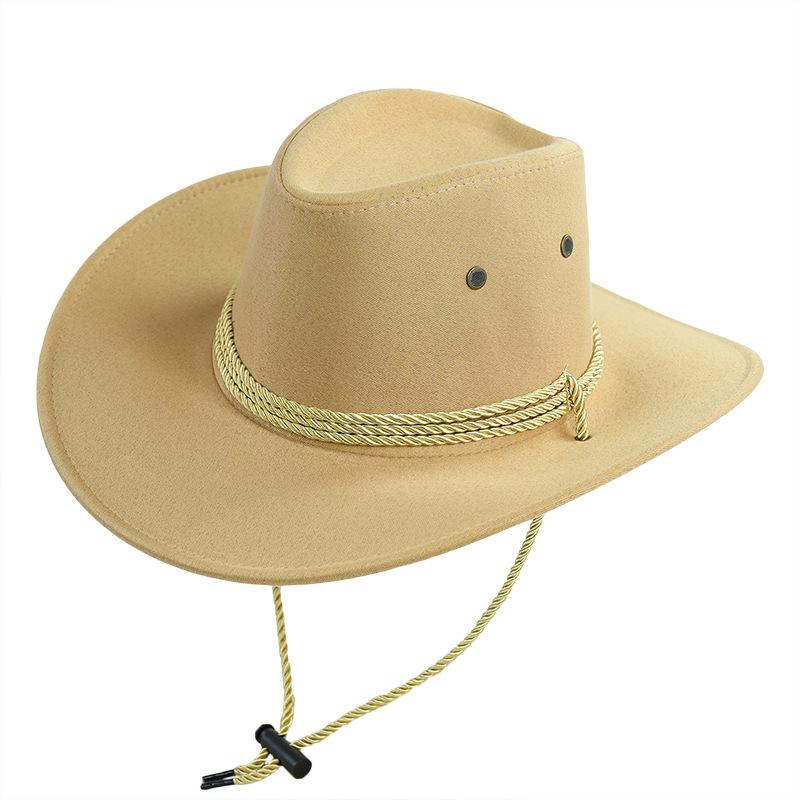 Men's Imitation Suede Western Cowboy Hat for Outdoor Camping & Hiking