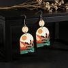 Sunset Spliced Round Wood Earrings