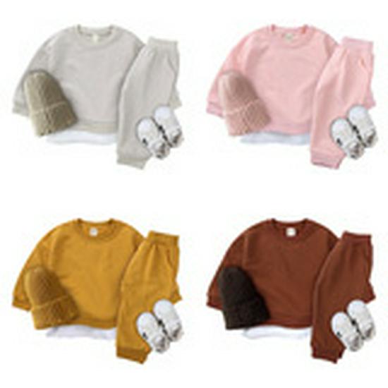 Autumn & Winter Girls' Velvet Hoodie & Casual Pants Set - Two-Piece Sportswear for Daily Wear