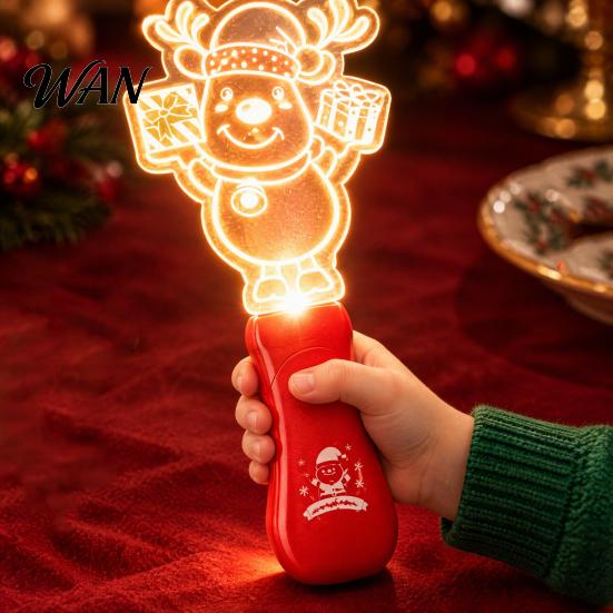 Christmas Tree Projector Toy Stage Light for Kids, Musical Handheld Glow Stick with Santa Interactive Holiday Gift Snowman Reindeer Pattern, Up Toys,
